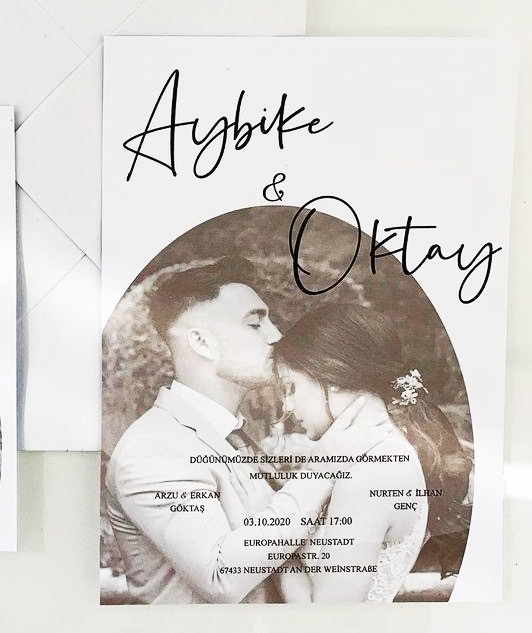  PD225 - Einladungskarte mit Foto /  resimli Davetiye - Hochzeit / Düğün - Verlobung / Nişan     