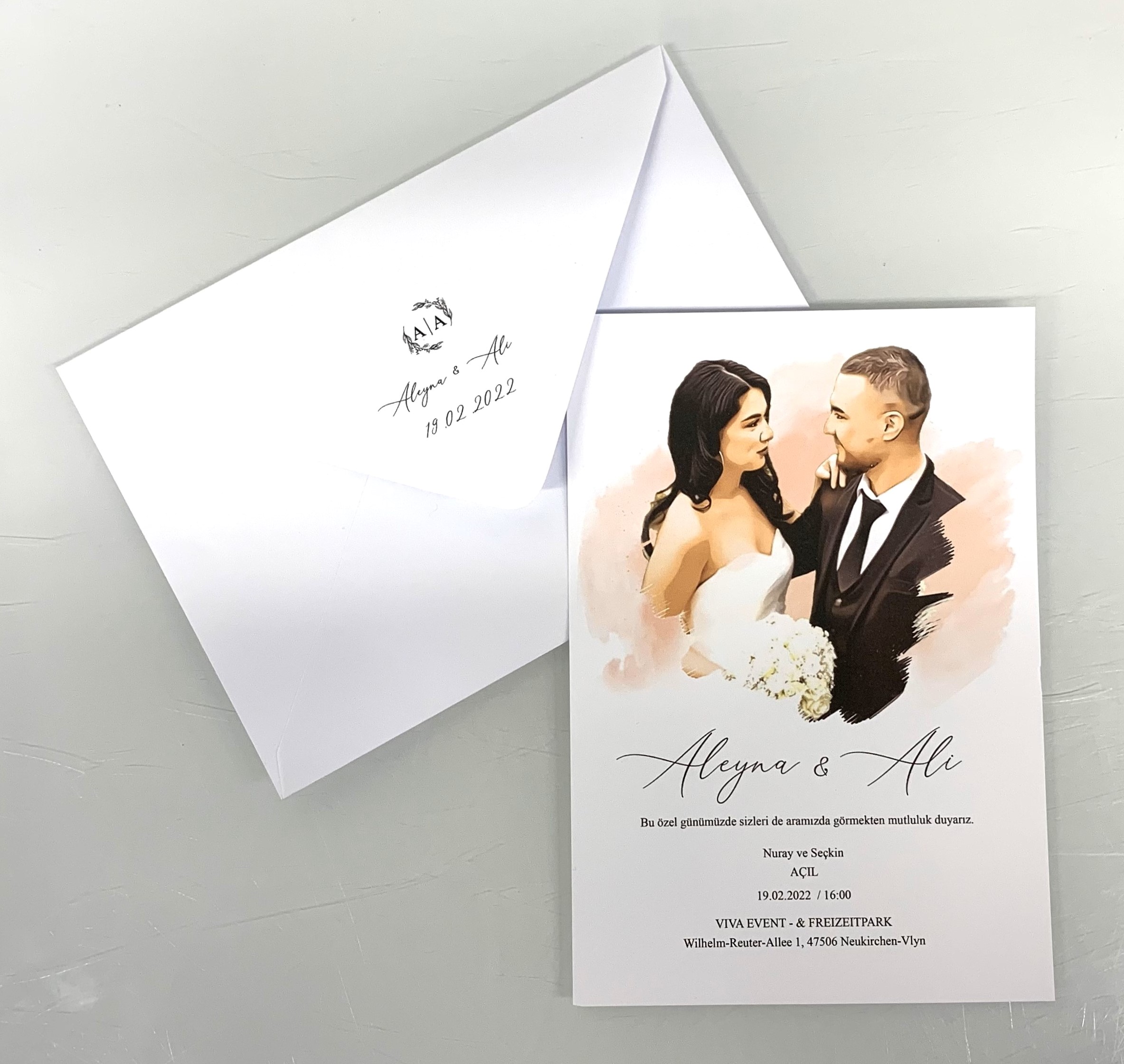  AB212 - Einladungskarte mit Foto /  resimli Davetiye - Hochzeit / Düğün - Verlobung / Nişan   