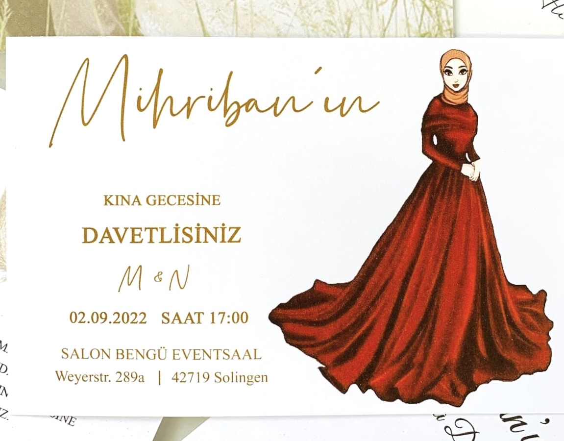  PD368 - Für Henna Einladungskarte ohne Umschlag / Kına Davetiyesi - Henna / Kına        