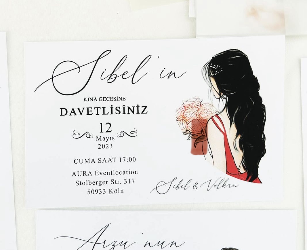  PD346 - Für Henna Einladungskarte ohne Umschlag / Kına Davetiyesi - Henna / Kına      