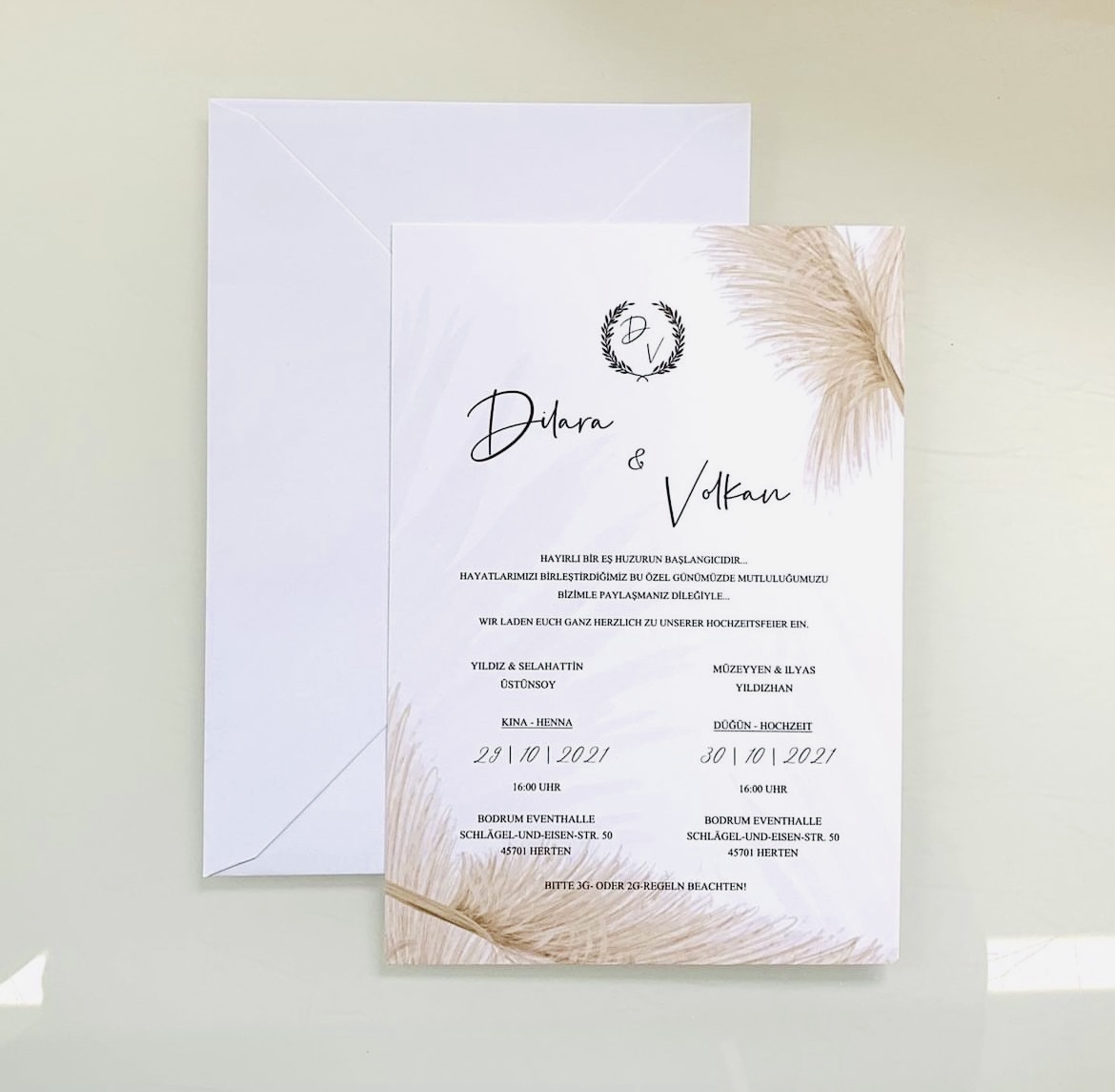  PD9063 - Einladungskarte / Davetiye - Hochzeit / Düğün - Verlobung / Nişan   