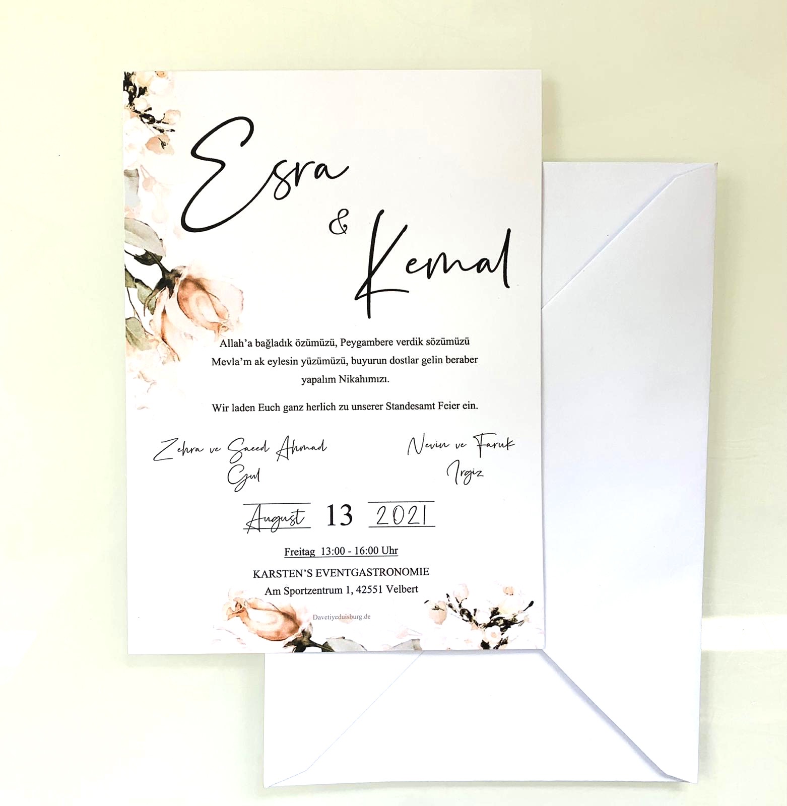 ZD206 - Einladungskarte / Davetiye - Hochzeit / Düğün - Verlobung / Nişan 