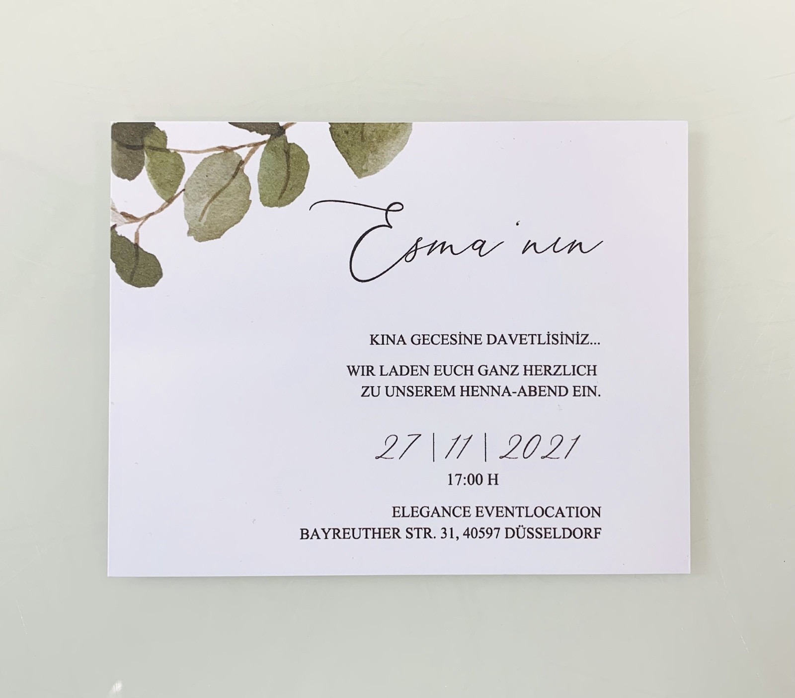  PD303 - Für Henna Einladungskarte ohne Umschlag / Kına Davetiyesi - Henna / Kına    