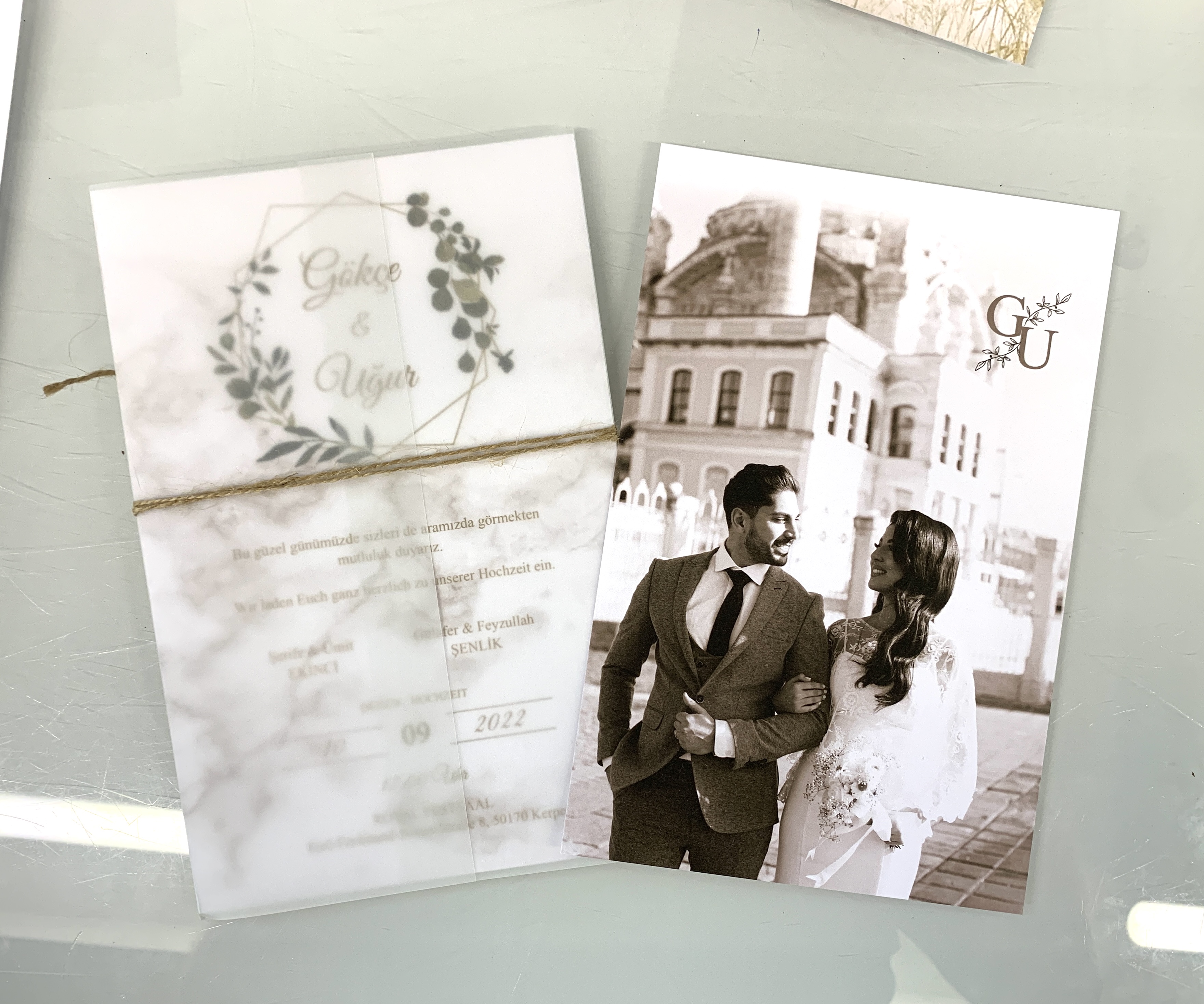 AB365 Einladungskarte mit Bild / resimli Davetiye - Hochzeit / Düğün - Verlobung / Nişan  
